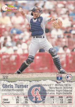 1994 Pacific #92 Chris Turner Back