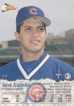 1994 Pacific #99 Jose Guzman Back