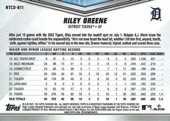 2023 Topps International Trading Card Day #NTCD-B11 Riley Greene Back