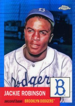 2022 Topps Chrome Platinum Anniversary - Blue Prism Refractor #42 Jackie Robinson Front