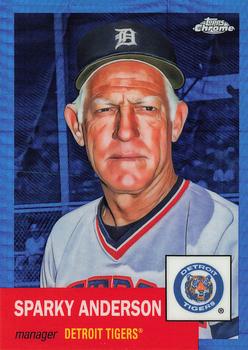 2022 Topps Chrome Platinum Anniversary - Blue Prism Refractor #487 Sparky Anderson Front