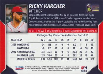 2023 Choice Louisville Bats #10 Ricky Karcher Back