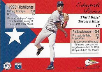 1994 Pacific - All Latino All-Star Team #18 Eduardo Perez Back