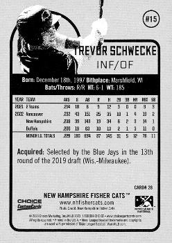2023 Choice New Hampshire Fisher Cats #28 Trevor Schwecke Back