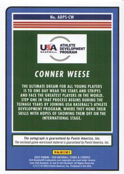 2023 Panini USA Baseball Stars & Stripes - Athlete Development Program Signatures Materials #ADPS-CW Conner Weese Back