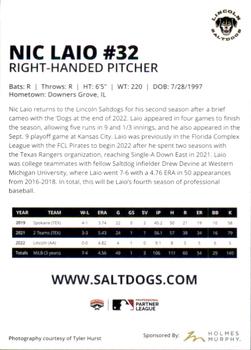 2023 Lincoln Saltdogs #NNO Nic Laio Back