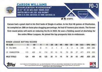 2023 Topps Pro Debut #PD-3 Carson Williams Back