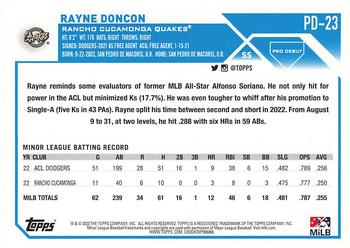 2023 Topps Pro Debut #PD-23 Rayne Doncon Back