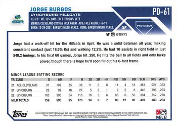 2023 Topps Pro Debut #PD-61 Jorge Burgos Back