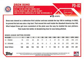 2023 Topps Pro Debut #PD-82 Drew Romo Back