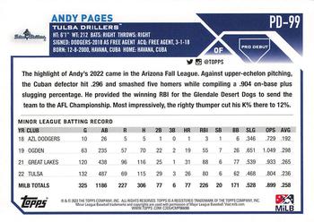 2023 Topps Pro Debut #PD-99 Andy Pages Back