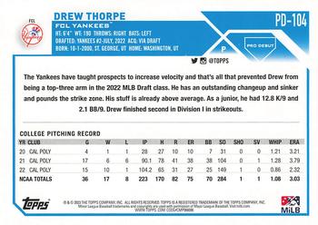 2023 Topps Pro Debut #PD-104 Drew Thorpe Back