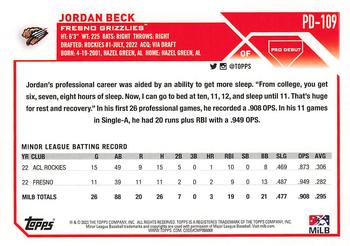 2023 Topps Pro Debut #PD-109 Jordan Beck Back