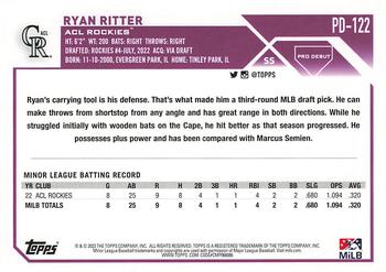 2023 Topps Pro Debut #PD-122 Ryan Ritter Back
