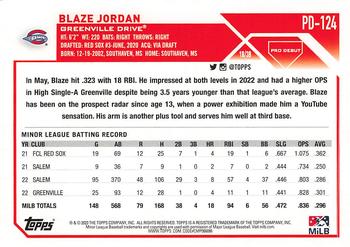 2023 Topps Pro Debut #PD-124 Blaze Jordan Back