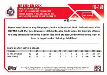 2023 Topps Pro Debut #PD-128 Brenner Cox Back