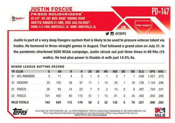 2023 Topps Pro Debut #PD-147 Justin Foscue Back