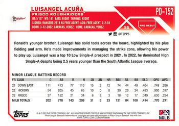 2023 Topps Pro Debut #PD-152 Luisangel Acuña Back