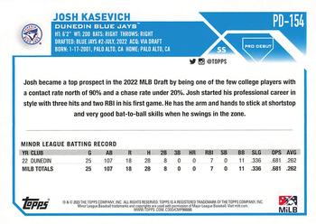 2023 Topps Pro Debut #PD-154 Josh Kasevich Back