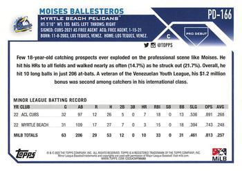 2023 Topps Pro Debut #PD-166 Moises Ballesteros Back