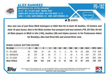 2023 Topps Pro Debut #PD-182 Alex Ramirez Back