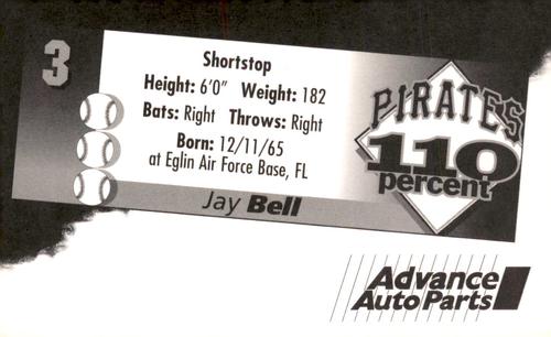 1996 Advance Auto Parts Pittsburgh Pirates #NNO Jay Bell Back