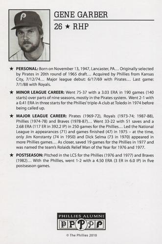 2010-22 Philadelphia Phillies Alumni Photo Cards #NNO Gene Garber Back