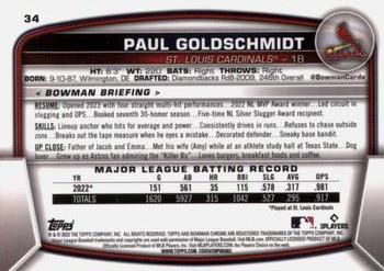 2023 Bowman Chrome #34 Paul Goldschmidt Back