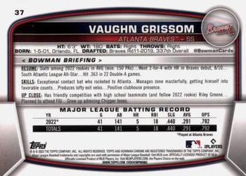 2023 Bowman Chrome #37 Vaughn Grissom Back