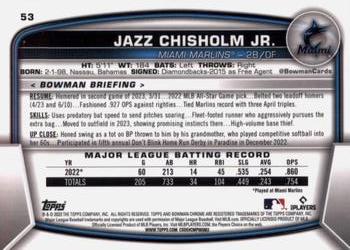 2023 Bowman Chrome #53 Jazz Chisholm Jr. Back
