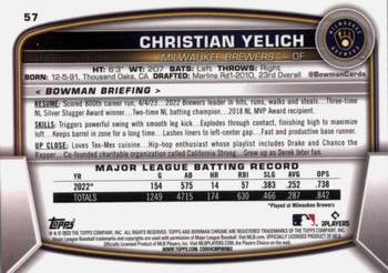 2023 Bowman Chrome #57 Christian Yelich Back
