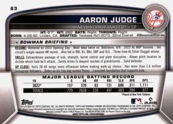2023 Bowman Chrome #63 Aaron Judge Back