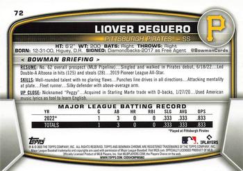 2023 Bowman Chrome #72 Liover Peguero Back