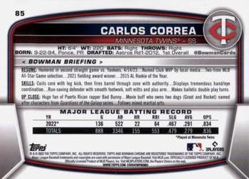2023 Bowman Chrome #85 Carlos Correa Back