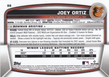 2023 Bowman Chrome #86 Joey Ortiz Back