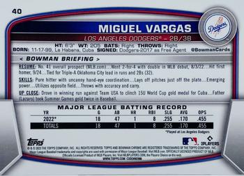 2023 Bowman Chrome #40 Miguel Vargas Back