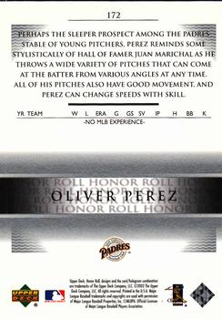 2002 Upper Deck Rookie Debut - 2002 Upper Deck Honor Roll Update #172 Oliver Perez Back
