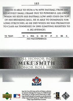 2002 Upper Deck Rookie Debut - 2002 Upper Deck Honor Roll Update #185 Mike Smith Back