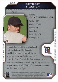 2002 Upper Deck Rookie Debut - 2002 Upper Deck Victory Update #622 Eric Eckenstahler Back