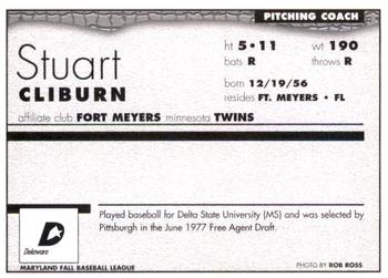 1998 Delaware Stars #NNO Stuart Cliburn Back