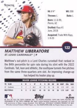 2023 Topps Pristine - Refractor #122 Matthew Liberatore Back