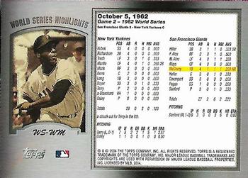 2004 Topps - World Series Highlights (Series Two) #WS-WM Willie McCovey Back