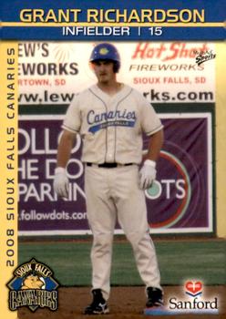 2008 MultiAd Sioux Falls Canaries #20 Grant Richardson Front