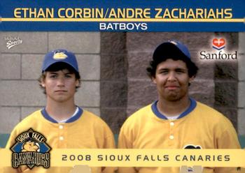 2008 MultiAd Sioux Falls Canaries #29 Ethan Corbin / Andre Zachariahs Front