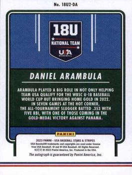 2023 Panini USA Baseball Stars & Stripes - 18U National Team Signatures Blue 2 #18U2-DA Daniel Arambula Back