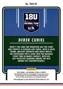 2023 Panini USA Baseball Stars & Stripes - 18U National Team Signatures Holo 2 #18U2-DC Derek Curiel Back
