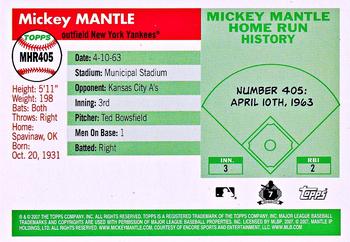 2007 Topps Updates & Highlights - Mickey Mantle Home Run History #MHR405 Mickey Mantle Back