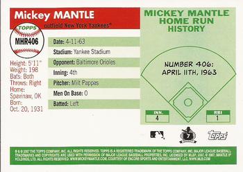 2007 Topps Updates & Highlights - Mickey Mantle Home Run History #MHR406 Mickey Mantle Back
