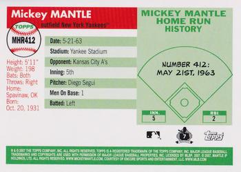 2007 Topps Updates & Highlights - Mickey Mantle Home Run History #MHR412 Mickey Mantle Back