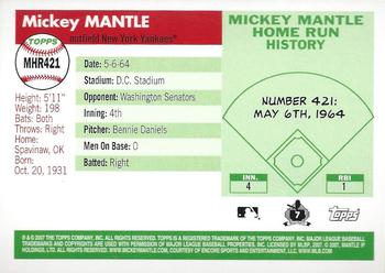 2007 Topps Updates & Highlights - Mickey Mantle Home Run History #MHR421 Mickey Mantle Back